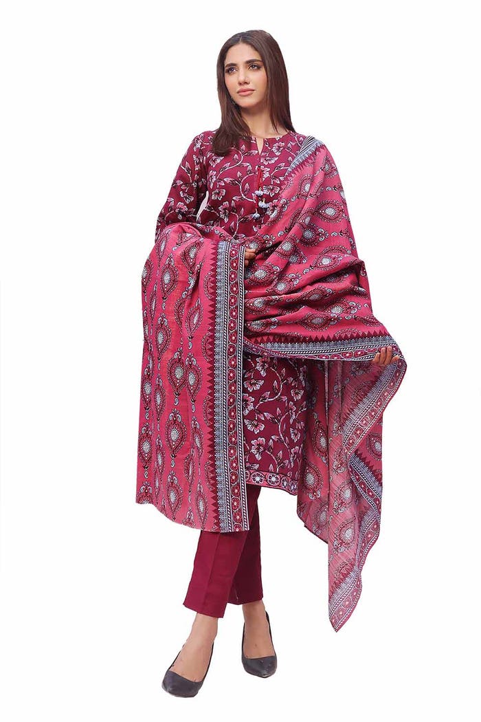 3PC Unstitched Printed Khaddar Suit SD-42133